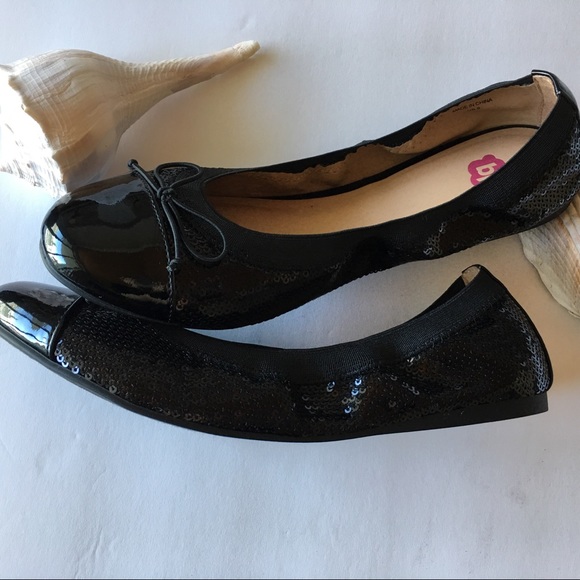 BP With Sequins Black Ballet Flats Bow Front SZ 8 - Picture 5 of 8